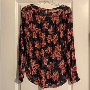 Navy, black, blue and pink boatneck blouse.